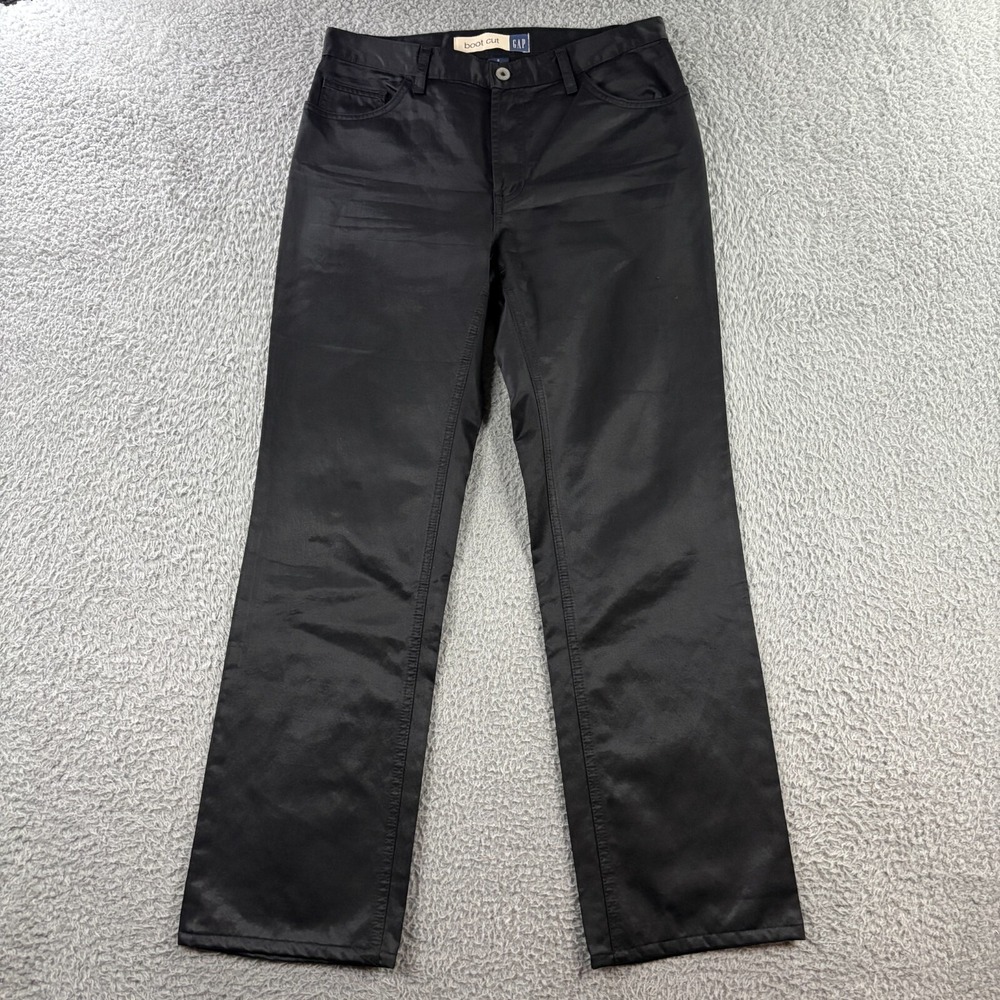 Vintage Y2K Gap Bootcut Pants Womens 8‎ Shiney Glossy 5-Pocket Jeans Moto Biker